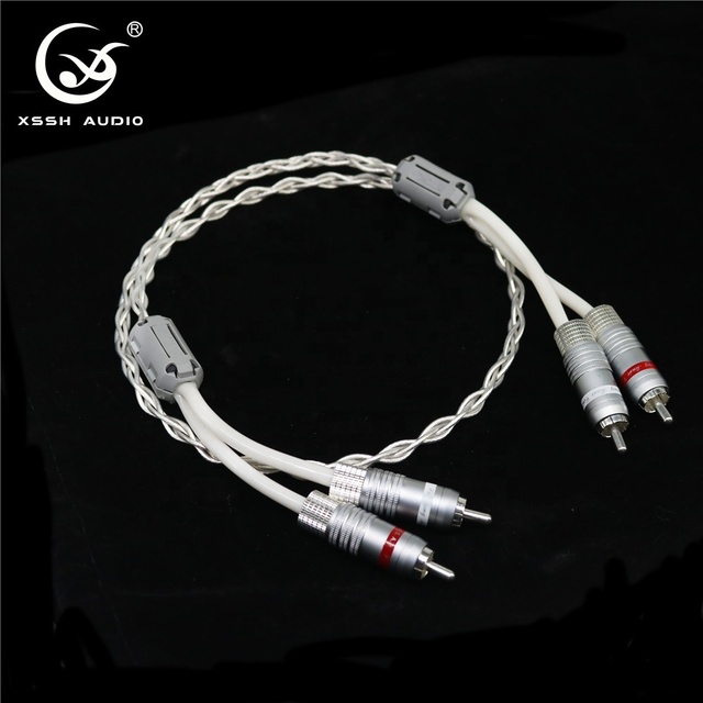HiFi RCA Interconnect Cable, OFC Plated Silver Braid Shielded Audio Cord, Male to Male DIY Signal Cable for Home Theater