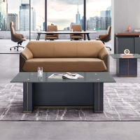 Mobilier de bureau moderne et luxueux en cuir synthétique Ensemble de canapés design pour la réception des cadres supérieurs
