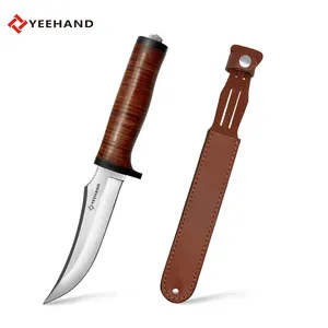 High Quality 5cr5mov Steel Blade Leather Handle Fixed Blade Knives
