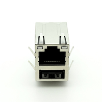 Connecteur Combo RJ45 + USB 2.0 Soulin avec LED, 100 Mbps, Femelle, IP66, Plaqué Or, Boîtier PBT, Obturateur Magjack, Prise RJ45