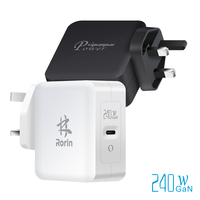 Adaptador de Corriente USB-C PD con Enchufe del Reino Unido, Cargador Rápido GaN de 240w para Teléfono Celular, Laptop, iPhone y Macbook