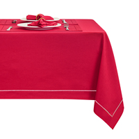 Nappe personnalisée en polyester imitation lin avec découpe décorative, imperméable, résistante aux taches, infroissable et lavable