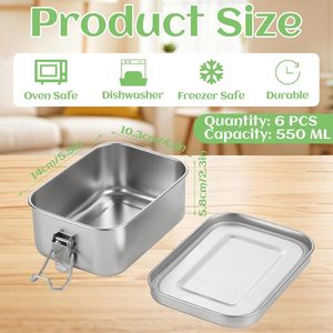 Stainless Steel 304 Bento <b>Lunch</b> <b>Box</b> With Removal Divider Leak Proof 800ml Metal Food Container for Kids and Adult - Product Image 2