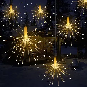 LED תליית זיקוקין אור פיצוץ צבעוני פיות אורות עם שלט רחוק עבור מסיבת חג מולד בית גן עץ