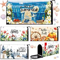 Housse de boîte aux lettres magnétique Welcome 21"x18" motif aquarelle toutes saisons, pour extérieur, décoration de maison, imperméable et résistante à la décoloration