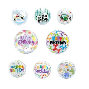 New Product Ideas 2024 Cheap 18inch Round Shape Transparent Clear Happy Birthday Foil Balloon For Kids Birthday Party Decoration