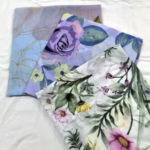 2024 Customize all sizes latest printed islamic fashion square cotton voile hijabs wholesale malaysia tudung bawal supplier