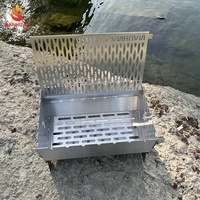 Barbecue pliable portable en acier inoxydable, résistant à la rouille, facile à nettoyer, sans outil, minimaliste, pour pique-nique en plein air, camping