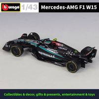 Coche de Carreras de Fórmula 1 de Aleación Fundida a Presión, Escala 1:43, Plateado, Modelo de Simulación, Estilo F1, Vehículo de la Temporada 2024, Juguete Coleccionable