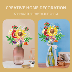 JIESTAR JJ9028 976PCS Série Fleurs Bouquet d'été <span class=keywords><strong>Vase</strong></span> Ornement Blocs de construction Modèle Jouet éducatif technique Cadeau de festival - Product Image 5