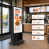 Kiosco Digital de Pie con Pantalla Dual 4K de 178° de Ángulo Amplio, Táctil PCAP, de 32-65 Pulgadas, con Ventanas de Vidrio de 4mm, Procesadores I3, I5, I7 y Base Móvil, Disponible 24/7