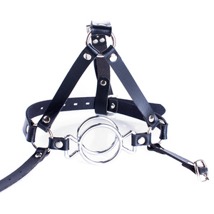 Sexy arnés Metal boca mordaza Bondage esclavo mismo tamaño anillos dobles bola pene Garganta Profunda boca abierta mordaza sexo Oral Juguetes para pareja - Product Image 3