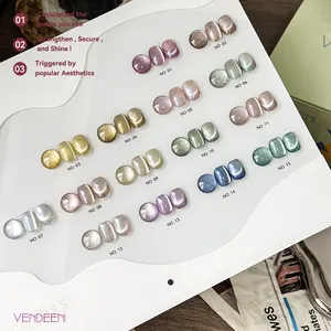 Vendeeni Professional Magnetic Gel Nail Polish Art Supplies 15 Colors Cat Eye Gel Polish Set Private Label Nail Gel Polish