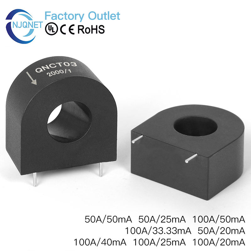 CE ROHS Micro Current Transformer Toroidal CT Price QNCT03L 50A/25mA 100A/50mA 100A/20mA Ring Type Current Sensor Manufacturer