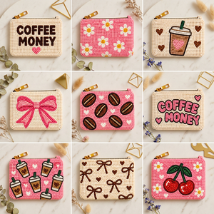 Monedero cuadrado con cremallera y cuentas, diseño de corazón y lazo de cereza, para mujer - Product Image 6