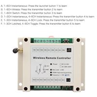 Kit de télécommande industrielle 6 touches pour grue, transmetteur à bouton-poussoir, relais 6 canaux DC12V, interrupteurs RF sécurisés et récepteur en ABS