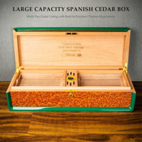 Humidor à cigares en cèdre espagnol laqué piano, grande capacité 100 cigares, boîte de rangement anti-humidité avec hygromètre numérique