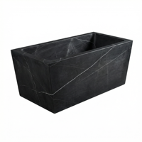 Baignoire ovale moderne de luxe sur mesure en marbre noir Marquina exclusif, autoportante, pour appartement