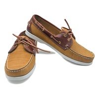 Chaussures bateau décontractées pour hommes, en cuir nubuck huilé marron, cousues à la main, souples, respirantes, confortables, couleur jaune vif, pour l'été