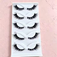 Paire de faux cils en vison synthétique effet naturel, style œil de chat, bande souple, réutilisables, étiquette privée, emballage personnalisé