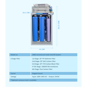 Purificador de Agua Eléctrico Comercial de Ósmosis Inversa con Capacidad de 200 GPD y Filtración de 6 Etapas - Product Image 3