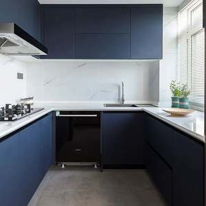 Gabinetes de Cocina Modulares de Diseño Moderno, Totalmente Personalizables, Fabricados en Foshan, Construcción en MDF, Acabado Lacado, con Fregadero y Bisagras - Product Image 3