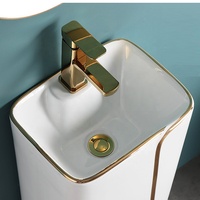 Ensemble WC monobloc moderne en céramique avec lavabo sur colonne pour appartement