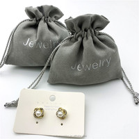 Argent estampage daim cadeau cordon sac bijoux boucle d'oreille sac de rangement Faux daim pochette pour bijoux/montre/lunettes/rasoir