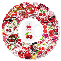 50 stuks kersenstickers waterdichte vintage rode fruitstickers esthetische bomstickers voor waterfles telefoonhoesje gitaar koelkast