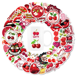 50 Pegatinas de Cereza Impermeables, Calcomanías Vintage de Frutas Rojas, Pegatinas Estéticas para Botellas de Agua, Fundas de Teléfono, Guitarras, Refrigeradores - Product Image 3