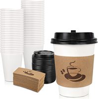 King Garden Lot de 50 tasses à café jetables de 12 oz avec couvercles à paroi unique Couvercle de gobelets en papier Go Coffee