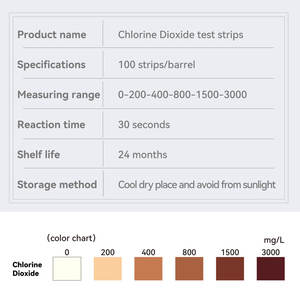 Tira de prueba de dióxido de <span class=keywords><strong>cloro</strong></span> de alto rango de detección 0-3000 para servicio de agua potable y alimentos - Product Image 5