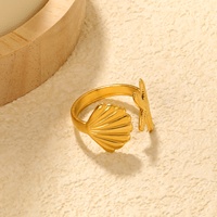 Bijoux sans ternissement tendance en gros 18k plaqué or en acier inoxydable océan étoile de mer coquille anneaux anneaux d'ouverture réglables