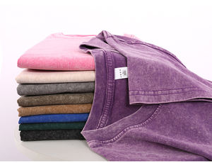 T-shirt personnalisé 260g en stock, délavé et lourd, une base tendance de marque vieillie, un chemisier décontracté rétro à épaules dénudées à manches courtes - Product Image 4