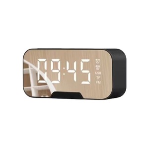 Haut-parleur portable avec radio-réveil, Bluetooth, batterie rechargeable, design à surface miroir, pour chambre à coucher et bureau - Product Image 5