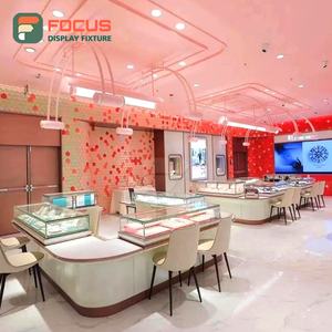 Mostrador de Joyería de Madera de Lujo, Vitrina de Vidrio con Iluminación LED, Muebles Modernos de Alta Gama para Tiendas de Joyería - Product Image 1