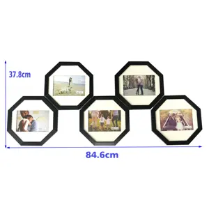4X6 Hinged Wood Multi Photo Frame With 5-Opening Foldable Picture For Wall Collage