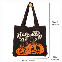 Sac fourre-tout tricoté Citrouille d'Halloween avec motif toile d'araignée, ouverture supérieure, personnalisable avec logo, vente en gros – Votre design pour un joyeux Halloween
