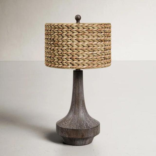 Resin Accent Lamp Handmade Home Decor Lamp with Natural Material Lampshade Can Be Replaced Bedroom Desk Lights