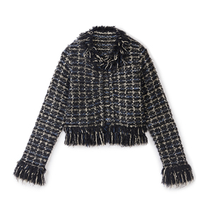 High quality custom sweater ladies cardigan knitted sweater fancy tweed cardigan with fringe - Product Image 1