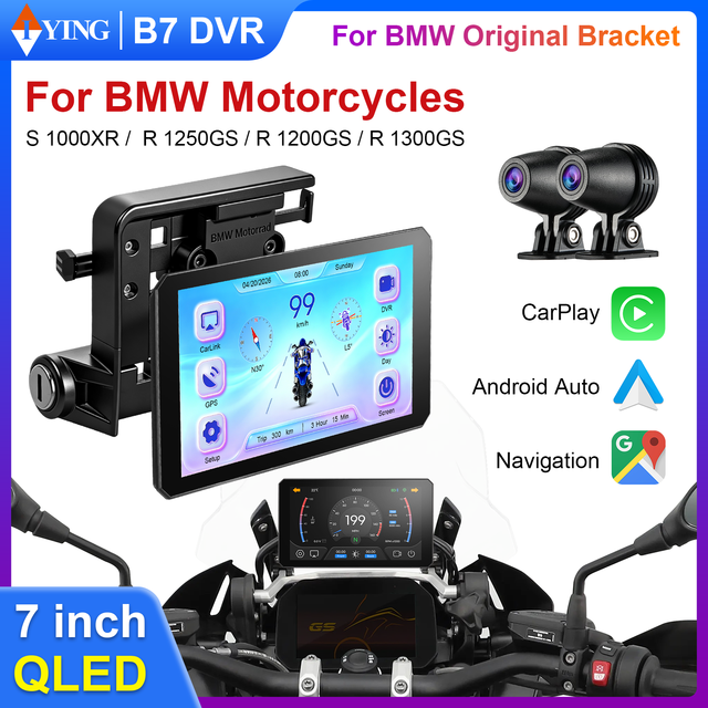 7 Inch Motorcycle Display for BMW Motorcycle Wireless CarPlay Android Auto QLED Touch Screen 1000nit