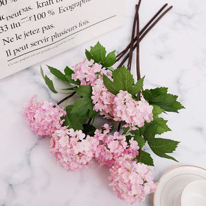 M185-Hortensia blanca de alta calidad, arbusto de flores artificiales, tallos de hortensia, flores de seda de tacto Real - Product Image 1