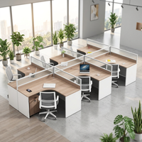 Bureau de travail moderne et minimaliste Qian Yang QY-YJ-83, combinaison de bureaux d'ordinateur pour quatre personnes, chaise incluse, bureau pour 2/4/6 personnes