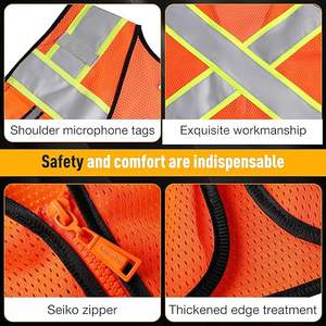 Gilet de sécurité de classe 2 avec fermeture éclair à l'avant et poches multiples, gilet haute visibilité, conforme aux normes ANSI/<span class=keywords><strong>ISEA</strong></span> - Product Image 4
