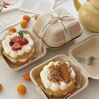 Wegwerp 6 inch witte bagasse suikerriet voedselverpakking clamshell hamburgerdozen voor dessert, cake, fruitsalade, afhaalmaaltijden