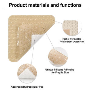 Pansement médical en mousse de silicone hydrocellulaire Carbou 5x5cm, doux, respirant, absorbant, imperméable, stérile, pour plaies chirurgicales - Product Image 2