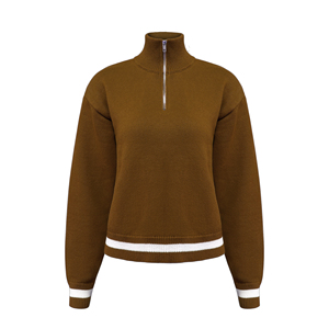 Suéter de Punto Personalizado con Logotipo, Estilo Retro Americano, para Otoño e Invierno, con Media Cremallera, para Golf y Tenis, Informal, <span class=keywords><strong>a</strong></span> Rayas, Acanalado, para <span class=keywords><strong>Mujer</strong></span> - Product Image 6