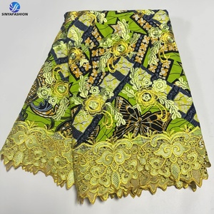 Tela de encaje africano de algodón de alta calidad Sinya, estampados de cera, encaje de guipur nigeriano, tela Ankara de cera para vestidos de <span class=keywords><strong>mujer</strong></span> - Product Image 3