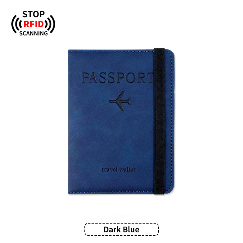 Funda para pasaporte con correa Azul oscuro