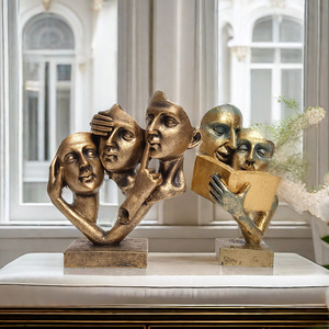 Estatua Modelo <span class=keywords><strong>Silencio</strong></span> Es Oro, Figuras Abstractas Modernas, Resina Pintada a Mano, Decoración Artística Personalizada con Tema de <span class=keywords><strong>Amor</strong></span> para Decoración del Hogar - Product Image 2